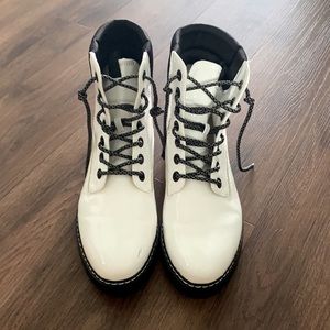 Limelight White Combat Boots